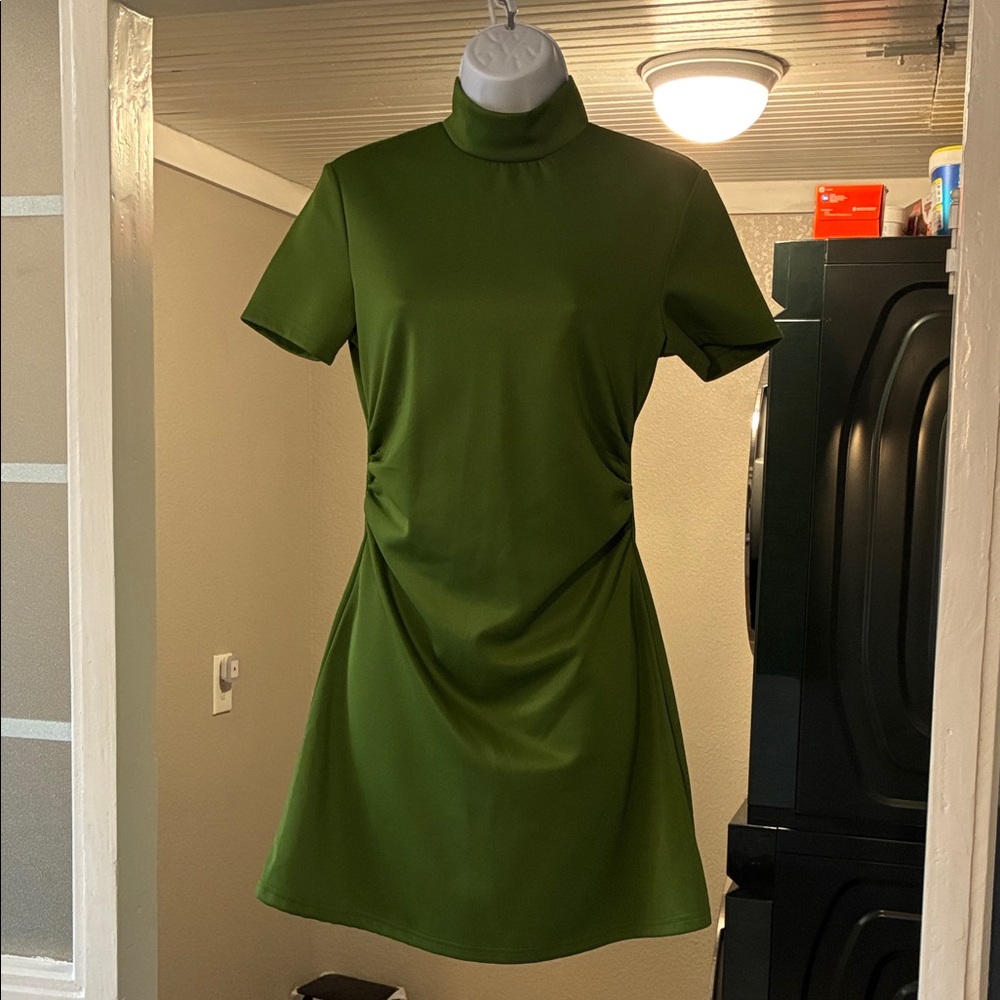 Cider Olive Mock Neck Mini Dress